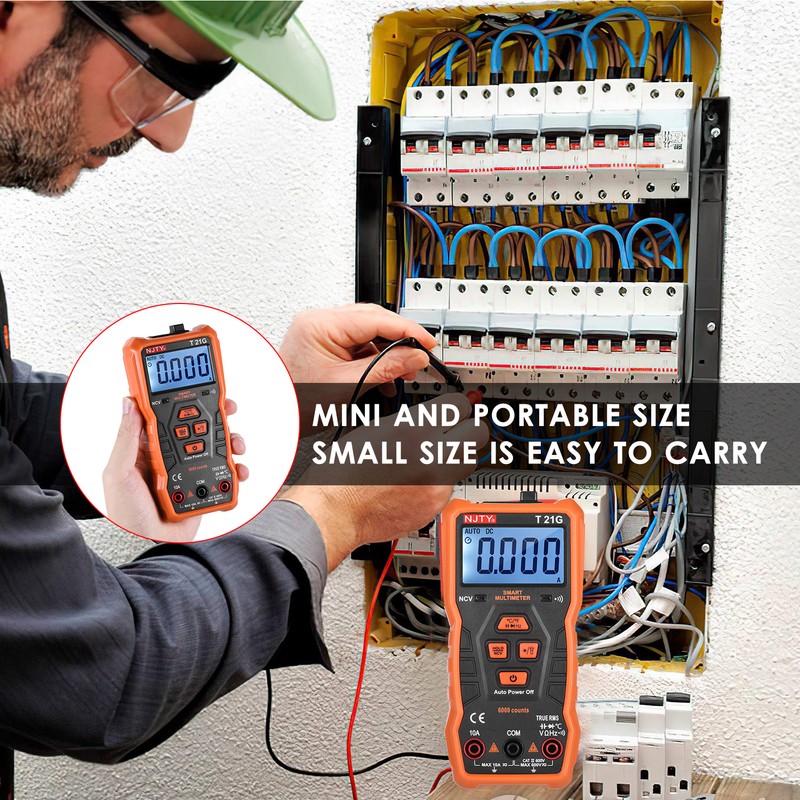 NJTY T21G Mini Smart Multimeter 6000 Counts True RMS Universal