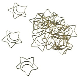 dohobby 50pcs Creative Moon and Star Shaped Paper Clip, Cute Gold Metal Bookmarks Memo Clips Set with Storage Box,Office Accessories for Home, Office