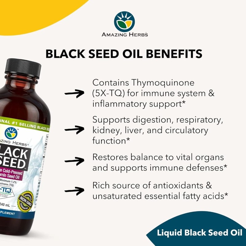Amazing Herbs Premium Black Seed Oil - Cold Pressed Nigella