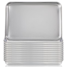 12 Pack Stainless Steel Plates, Metal Food Tray Plate, Small Baking Sheets for Oven, Food Safe Smooth Polished for Adults, Picky Eaters, Campers, Hand Project (8.3''L x 5.8''W)