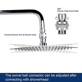 NearMoon - Adaptador de bola giratoria para cabezal de ducha – Conector de ducha de latón macizo, articulación de rótula ajustable universal con brazo de ducha (acabado cromado)