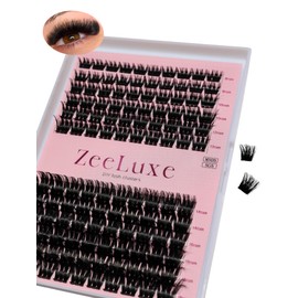 ZeeLuxe DIY Lash Cluster Kit Lash Extension Kit - Beginner Friendly 130pcs 8-18mm D Curl Volume Wispy Lashes Thick Eyelash Extension, Wide Band, Bond and Seal, Tweezers (Lash Cluster Tray)