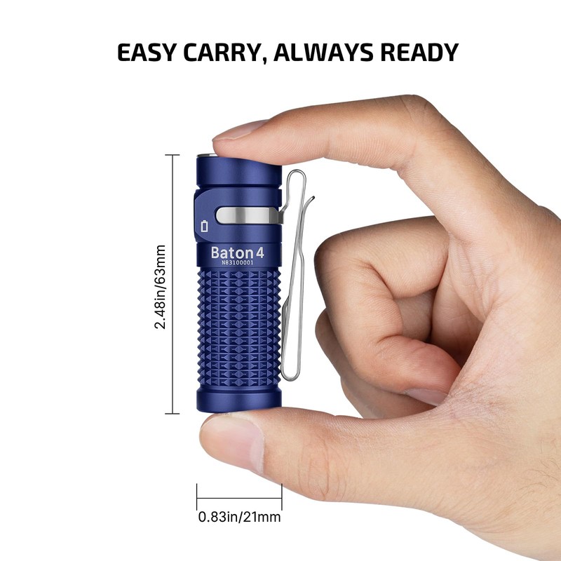 OLIGHT Baton4 Rechargeable EDC Flashlight, LED Pocket Light 1300 Lumens