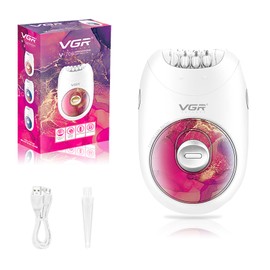 VGR 706 Professional Epilator for Women,Portable Cordless Smooth Glide Hair Removal Device for Legs, Underarm, Back,Full-Body Epilator with 18 Tweezers System, 2 Speeds Hair Removal with Silent Design