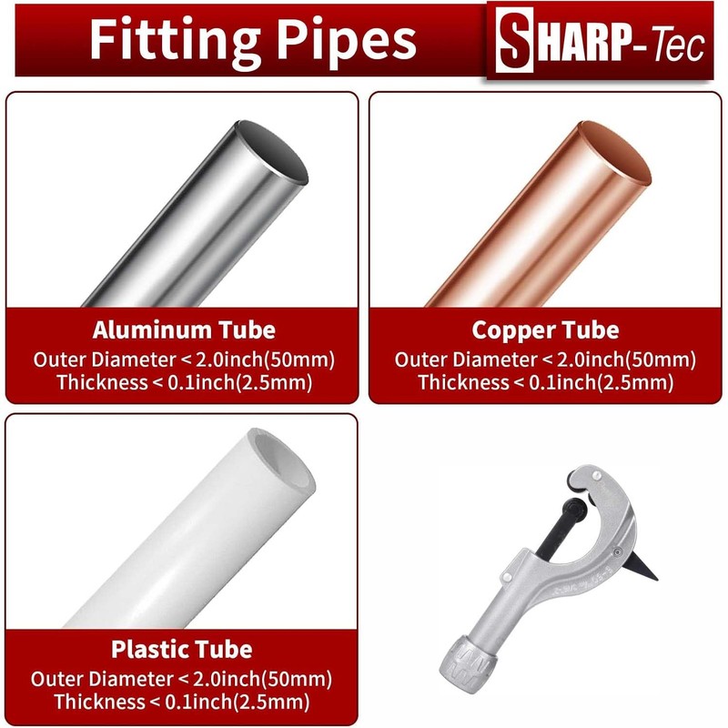 Sharp-tec 5-50mm Pipe Cutter, Adjustable Tube Cutter with Aluminum Alloy