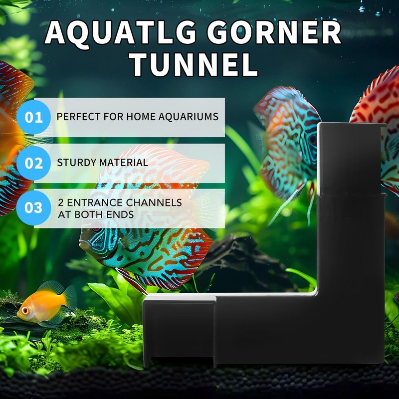 Generic Aquarium Underground Tunnel, Small Plastic 2 Outlets Corner Aquarium