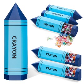 AmazingSpark 24 Pcs Back to School Crayon Treat Boxes Teacher Appreciation Gifts Bags Back to School Pencil Candy Boxes Graduation Classroom Decoration Party Favor Supplies (Blue)