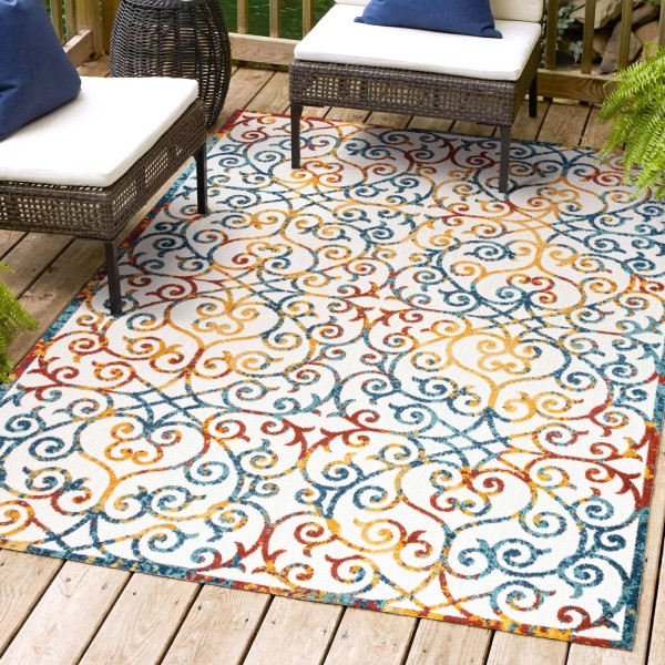 JONATHAN Y Cetara Scroll Trellis Indoor/Outdoor Area Rug