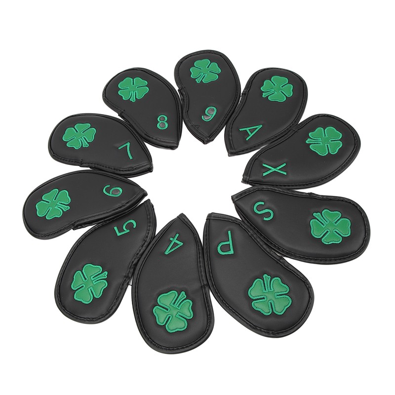10 PCS Golf Club Head Covers Four Leaf Clover Pattern