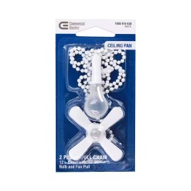 Commercial Electric Matte White Light Bulb and Fan Pull Chain Set By Commercial Electric