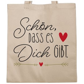 Shirtracer - Cotton Bag - Valentine's Day Bags - Schön dass es dich gibt -, 2 natural white