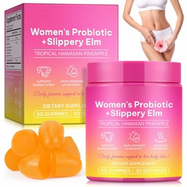 Probiotika Women's Intimate Flora Gummy Bears with Red Elm, Cultures Complex for Women, Intimate Flora, for PH, Intestinal Health and Immune System, 60 Gummy Bears Pineapple Flavour