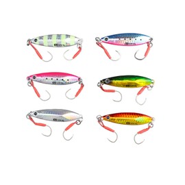 KAJIKI Metal Jig, Amanda Jig Slow, 1.2 oz (30 g/40 g), 6 Color Set, Multi-Layer Coating, Asymmetrical, Shore Jigging, Shore Throw, Distant Throw, Blue Item, Hairfish, Sawara, Sea Bass, Flounder,