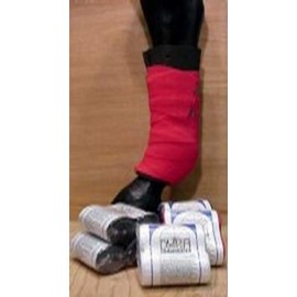 Cotton Elastic Bandage Wrap, 4" Wide, Pair Pack - Stainless Steel Fasteners (Red)