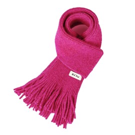 BEARUN Kids Knit Scarf Winter Fashion Solid Color Toddler Baby Scarves Neck Warmer Tassel Scarf for Boys Girls Hot Pink