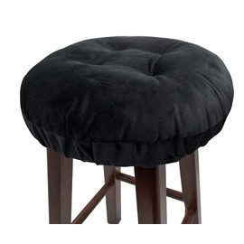 Augld Cojín para taburete de bar, terciopelo suave, acolchado, redondo, 30,5 cm, terciopelo negro