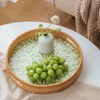Upgrade 13.8" Round Rattan Serving Tray with Handle, Mother of
