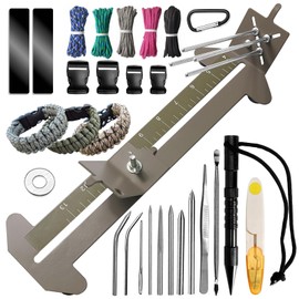 Paracord Bracelets Jig Kit Professional Paracord Jig and Tools DIY Kit with Paracord Needle Set ​and Random Colors Paracords (Khaki)