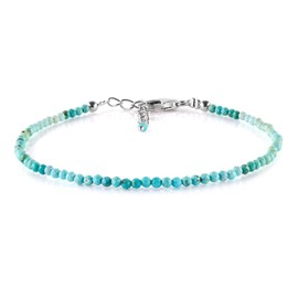 InfinityGemsArt Natural American Turquoise Gemstone Beads Dainty Bracelets For Women Jewelry Gemstone for her Chakra Crystals 925 Sterling Silver 8 inch Adjustable December Birthstone Christmas Gifts