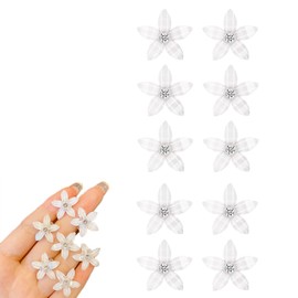 NTRUXZP Pack of 10 White Small Flower Hair Clips, Mini Cute Rhinestone Metal Hair Pins for Women, Bridal Hair Clips for Girls, Hair Accessories, Hair Jewellery, Decorative