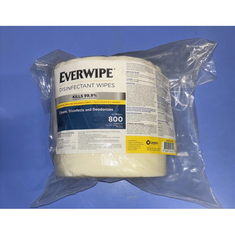 Everwipe Disinfectant Wipes Refill, 800ct- 8.0" X 6.0" Towelettes. SH1