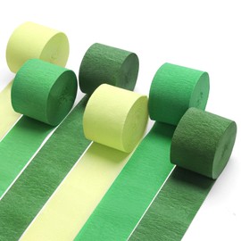 Green Streamers Party Decorations, 6 Rolls Crepe Paper for St Patricks Day Decorations Wedding Birthday Baby Shower Decorations Craft Supplies(1.8 Inch x 82Ft/Roll)