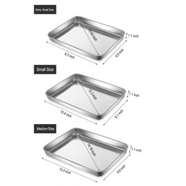 HYTK Extra Small Baking Sheet Pans Stainless Steel 304 Tiny Serving Tray 9.3 x 6.9 x1.1Inch (Diagonal 10.63) Dishwasher Safe No Rust Reheat Food for 1~2 Person 2 Pack