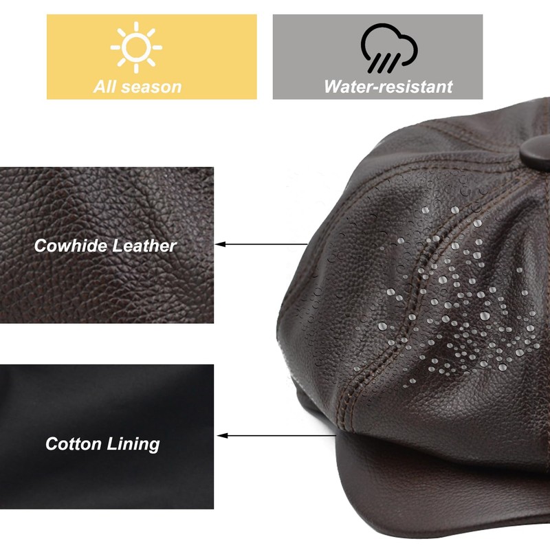 Yosang Fashion Men's Leather Classic 8 Panel Gatsby Newsboy Ivy