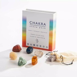 Chakra Stone Pack 7 Stones in Box + Bag, Healing Balance Yoga Meditation Reiki