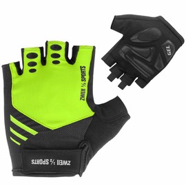 Zweii ½ Sports Men Women Cycling Gloves Half Finger Breathable Leisure Summer Cycling Fitness Gloves Gel Padding Breathable Non-Slip Outdoor MTB Training Gloves (S, Green)