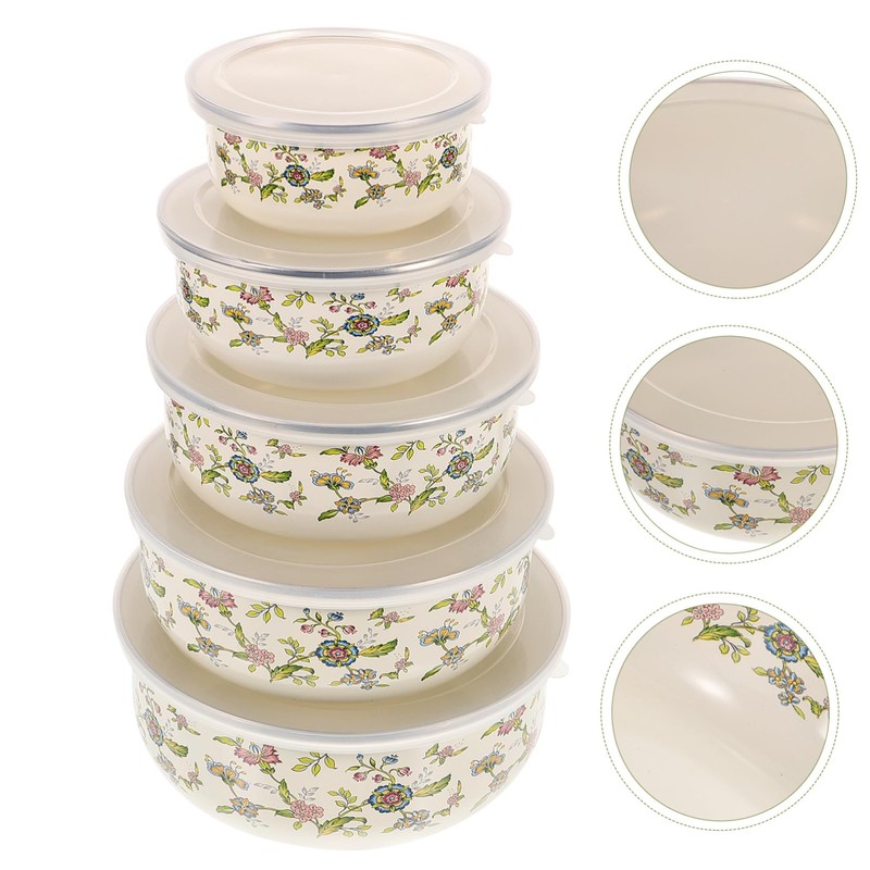 WOONEKY 5pcs Bowls Salad Bowl Lid Mixing Lids Set Large
