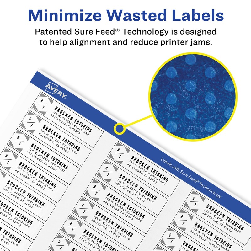 Avery Printable Return Address Labels with Sure Feed, 0.5" x