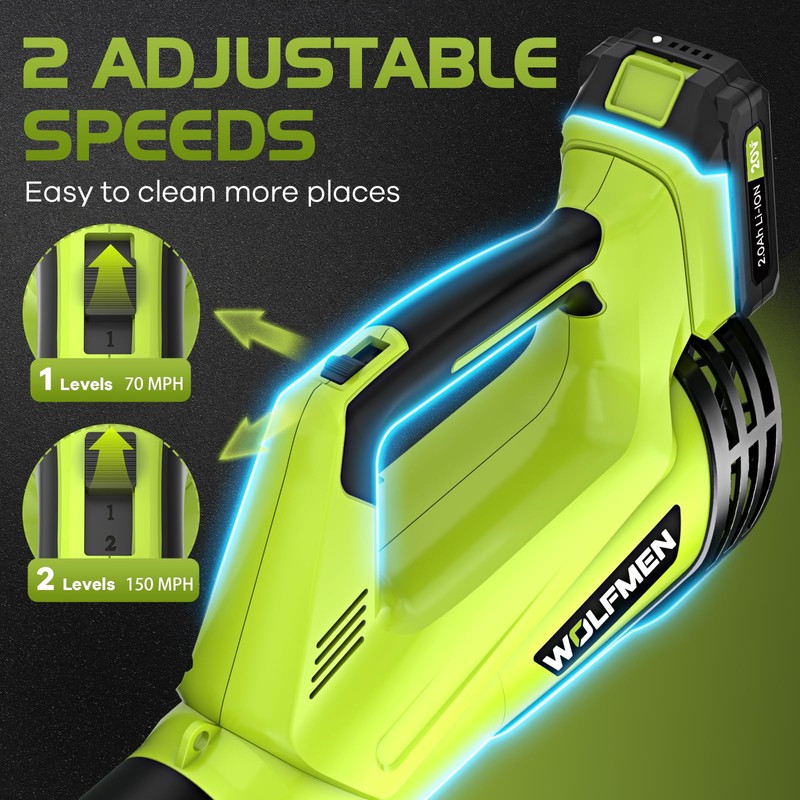 Leaf Blower, Electric Cordless Leaf Blower with 2 Batteries and