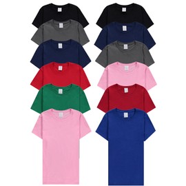 BILLIONHATS 12 Pack of Womens T-Shirts in Bulk, Cotton Crew Neck Scoop Short Sleeve Tees Assorted Colors Bulk