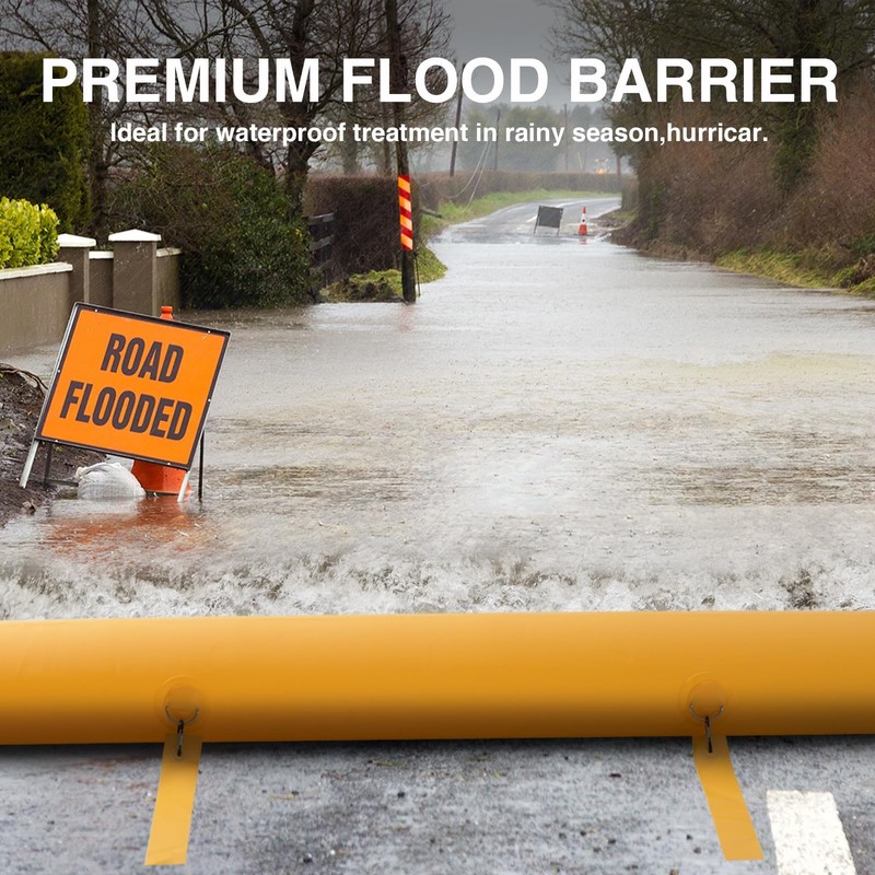 4 Pack 6 ft Flood Barrier for Home, Reusable Outdoor