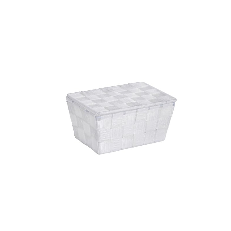 Wenko Adria Storage Basket with Lid, White, 14 x 19