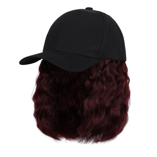Lansigreen Baseball Cap with Hair Extensions Hat Wig Adjustable Hat