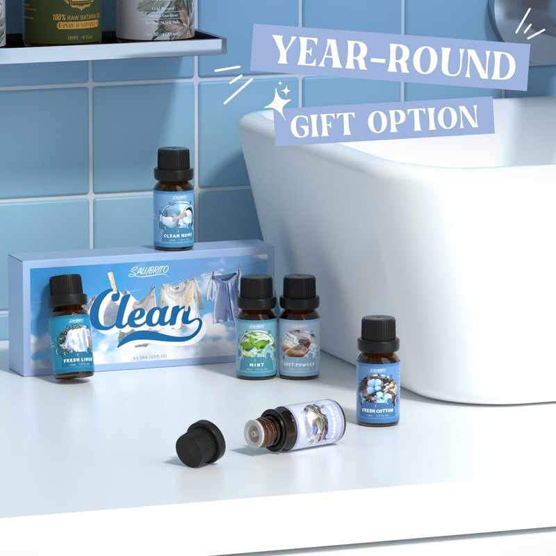 SALUBRITO Clean Fragrance Oils Set, Premium Essential Oils Set for