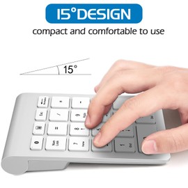 Foloda - almohadillas para orejas de números inalámbricas con Bluetooth: 22 teclas de contabilidad financiera inalámbrica, teclado numérico externo de 10 teclas numéricas para computadora portátil,