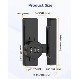 BiceNoning Sliding Barn Door Lock, 3-Digit Password Keyless Closet Door Lock, Zinc Alloy Pantry Door Latch with 90/180-Degree for Fence Cupboard Outdoor Closet Bathroom (1, Black)