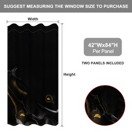 Baocicco Black Marble Blackout Window Curtains Abstract White Texture Marble Darkening Drapes with Rustproof Grommets Modern Art Stylish Luxury Curtain for Living Room Bedroom 2 Panels 42x84 Inch