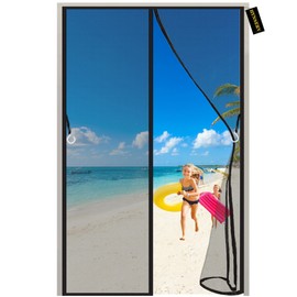 Magnetic Fly Screen Door Black 105 x 220 cm Auto Close Magnetic Adsorption Fly Curtain with Velcro Tape Washable for Balcony Door Sliding Door Windows