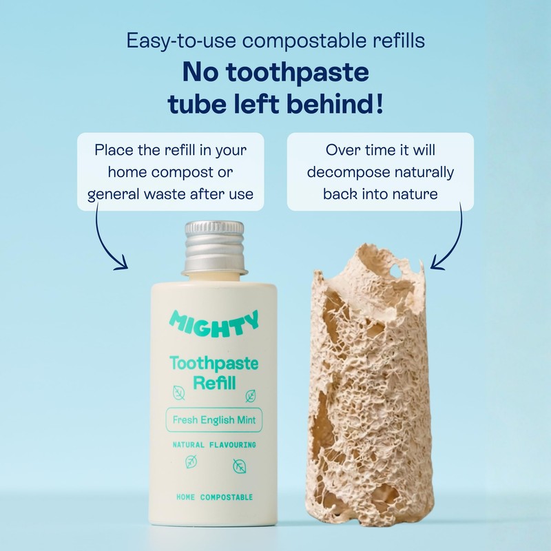 Mighty Refillable Toothpaste Starter Kit, Sandstone Dispenser 50ml
