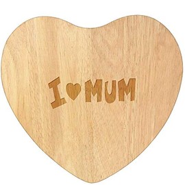 'I Love Mum' Wooden Heart Shaped Chopping/Cutting Board (WB00038600)