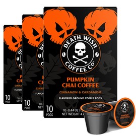 Death Wish Coffee - Single Serve Pods - Dark Roast Coffee Pods - (Pumpkin Chai, 30 Count)