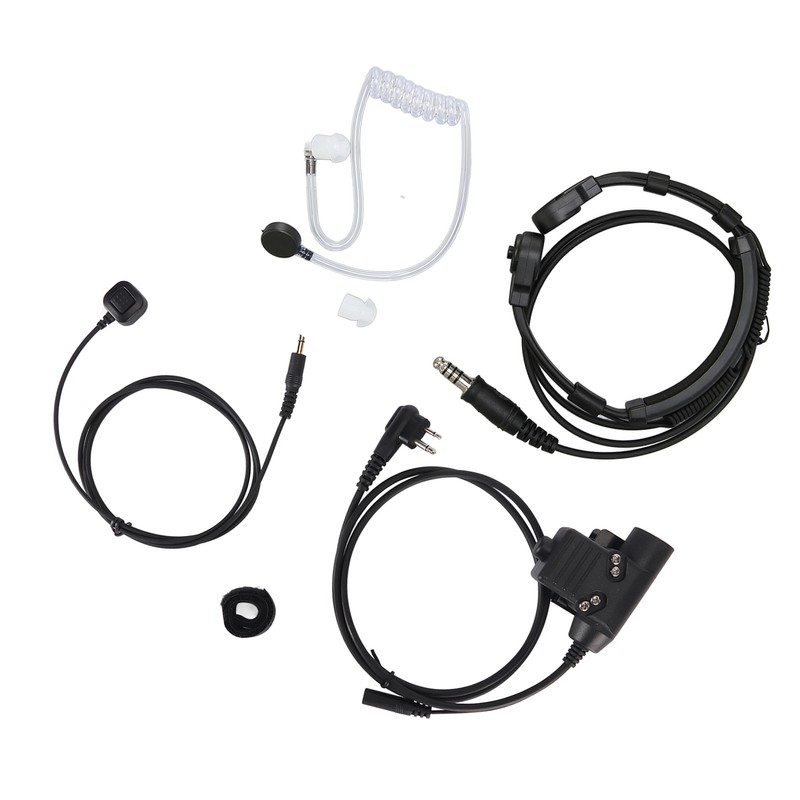 Throat Mic Earpiece 7.1mm Plug with Finger PTT Portable for