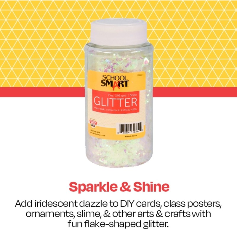 School Smart Craft Glitter, 7 Ounce Jar, Snow