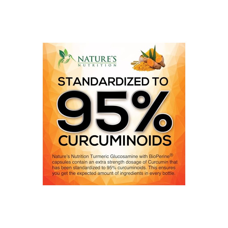 Turmeric Curcumin Supplement - 95% Curcuminoids with Glucosamine, Ginger &