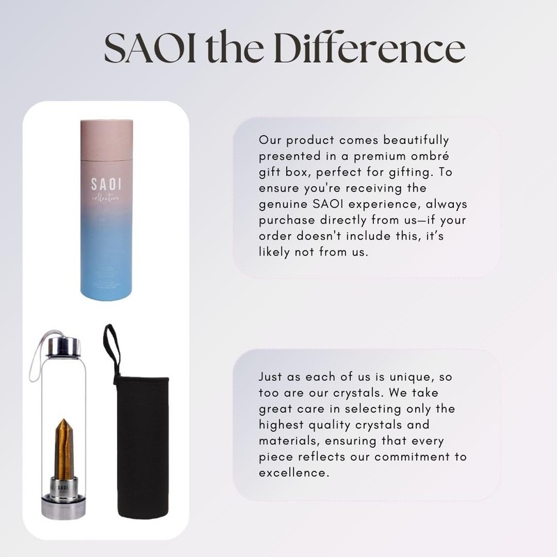 SAOI Crystal Water Bottle - Tiger Eye - Natural Wellness