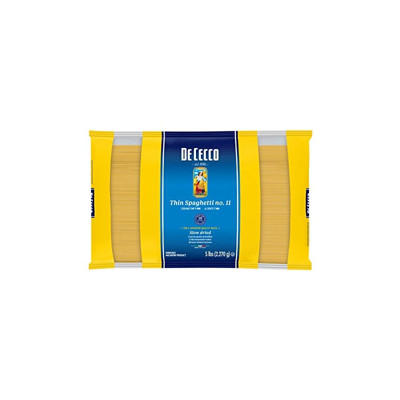 De Cecco Semolina Pasta, Thin Spaghetti No.11, 5 Pound (Pack